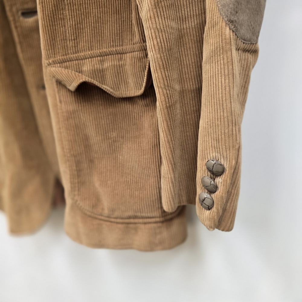 Vintage Richman Sport Coat Mens 39 L Camel Tan Corduroy Western Elbow Patch - Picture 9 of 11